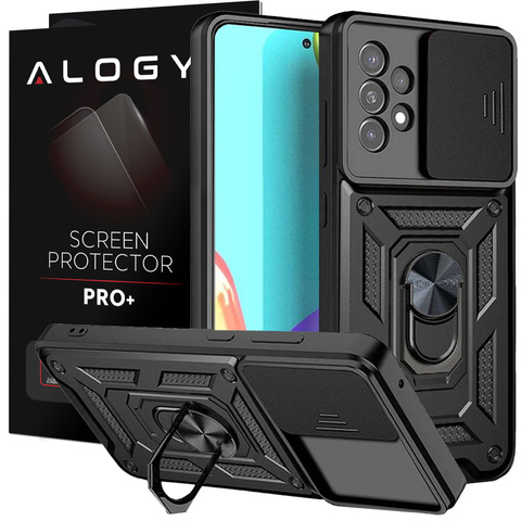 Pouzdro Alogy Camshield Stand Ring s krytem fotoaparátu pro Samsung Galaxy A73 / A73 5G Glass
