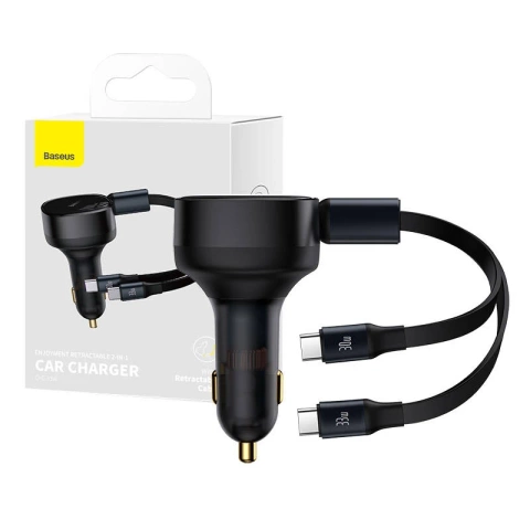 Autonabíječka Baseus Enjoyment s kabely USB-C, 33W (černá)