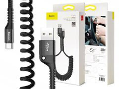 Flexibilní kabel Baseus Pružina rybího oka USB-C Typ C 2A 1M černá