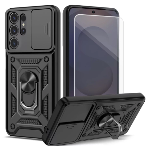 Pouzdro pro Apple iPhone 16 obrněné Slide Case Ring pouzdro ochrana fotoaparátu Camshield Alogy černé
