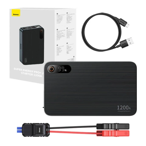 Baseus Pro Car Jump Starter Powerbanka/startér, 12000mAh, 1200A, USB (černý)