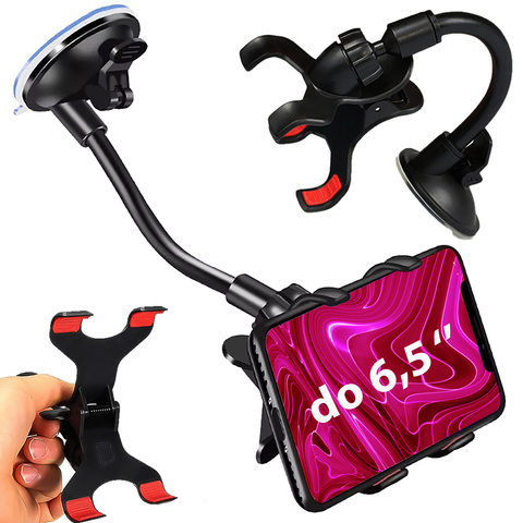 Držák do auta dlouhý klip na čelní sklo 360°