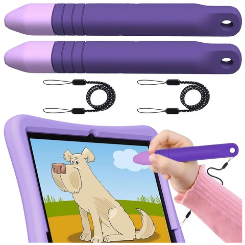 2x Stylus Kapacitní dotykové pero pro telefon Tablet Alogy Stylus Pen pro děti 10 cm fialové