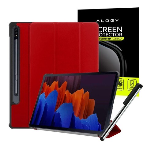 Alogy Book Cover pro Samsung Galaxy Tab S7 Plus 12.4 T970/T976 červené filmové stylusové pero