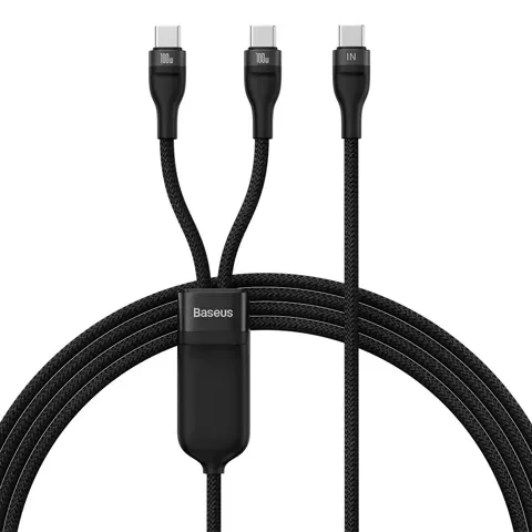 Baseus Flash Series Ⅱ rychlonabíjecí kabel 2v1 USB-C - 2xUSB-C 100W 1,5m černý