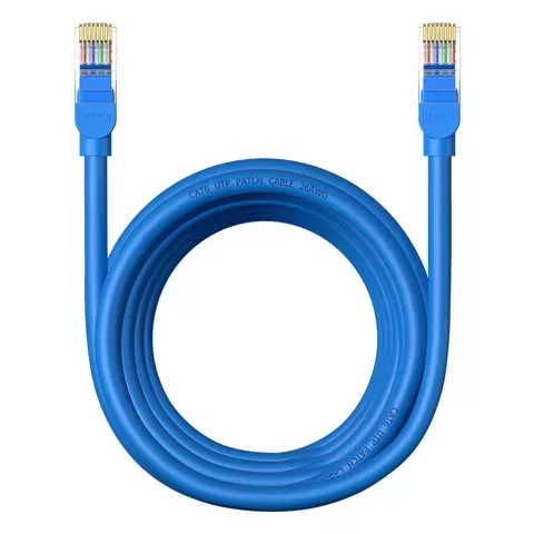 Baseus High Speed ​​​​Cat 6 RJ-45 1000Mb/s Ethernet kabel 5m kulatý - modrý