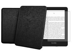 Black Gloss Alogy Leather Smart Case Kindle Paperwhite 4 Glass