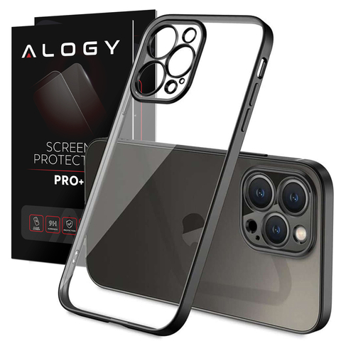 Luxusní pouzdro Alogy TPU s ochranou fotoaparátu pro Apple iPhone 12 Pro Black a čirým sklem