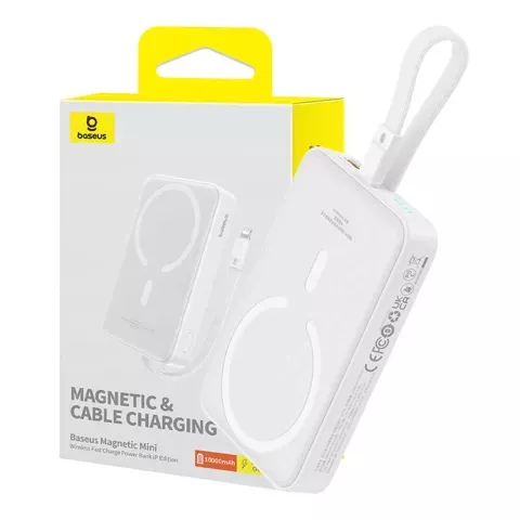 Magnetická powerbanka Baseus Magnetic Mini 10000mAh, USB-C 20W MagSafe (bílá)