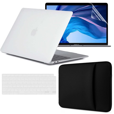 Matné pevné pouzdro Alogy pro Apple MacBook Air 13 M1 2021 White Screen Protector Kryty klávesnice Neoprenové