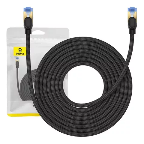 Pletený síťový kabel Baseus Ethernet RJ45, 10 Gb/s, 8 m (černý)