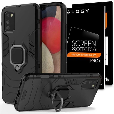 Pouzdro Alogy Stand Ring Armor pro Samsung Galaxy A02s/ A03s 164mm černé sklo