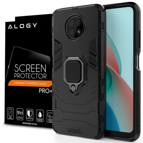 Pouzdro Alogy Stand Ring Armor pro Xiaomi Redmi Note 9T / 9T 5G černé sklo