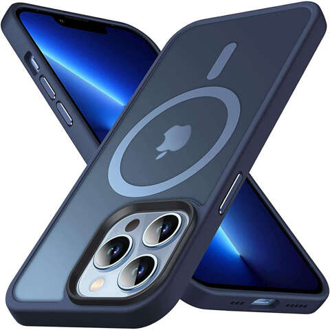 Pouzdro pro iPhone 13 Pro Max MagSafe Matt Case Cover matné Alogy Ring obrněné pouzdro na telefon Navy Blue Glass