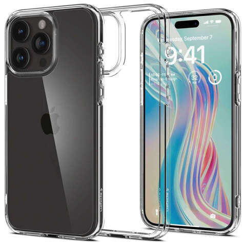 Pouzdro pro iPhone 15 Pro Spigen Ultra Hybrid Case, zadní kryt, Crystal Clear Glass