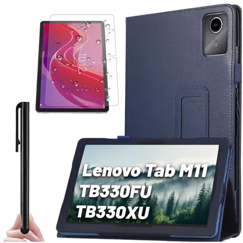 Skleněné pouzdro pro Lenovo Tab M11 10,95" TB330FU/TB330XU/TB331FC Kryt stojanu s flipem pro tablet Pouzdro Alogy Navy Blue Stylus Zdarma