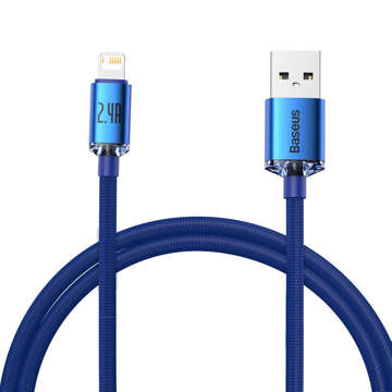 1,2m kabel Baseus Crystal USB kabel pro Lightning iPhone 2.4A Blue