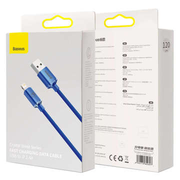 1,2m kabel Baseus Crystal USB kabel pro Lightning iPhone 2.4A Blue