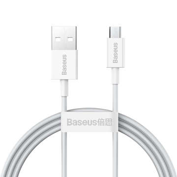 1m Baseus Špičkový kabel odolný USB na micro USB 2A kabel Bílý