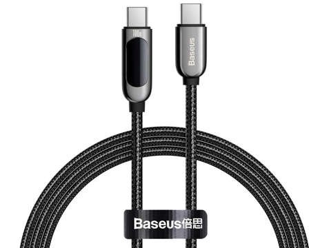 1m Baseus kabel USB-C kabel typu C s PD 5A 100W Černý měřič proudu