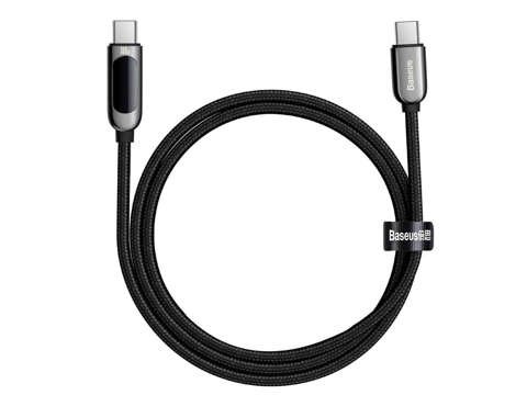 1m Baseus kabel USB-C kabel typu C s PD 5A 100W Černý měřič proudu