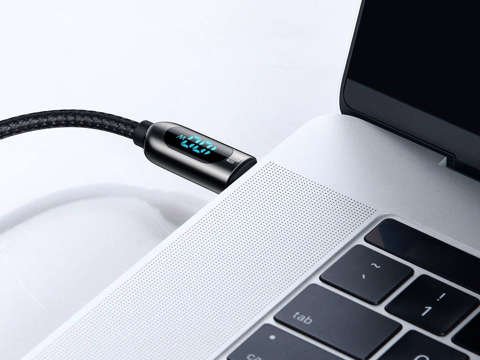 1m Baseus kabel USB-C kabel typu C s PD 5A 100W Černý měřič proudu