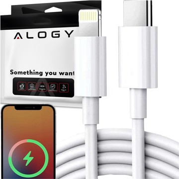 1m USB-C to Lightning kabel Alogy Fast Charge iPhone nabíjecí kabel 20W bílý