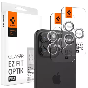 2 x Spigen Optik.TR "Ez Fit" chránič fotoaparátu pro iPhone 14 Pro / Pro Max / 15 Pro / Pro Max Crystal Clear