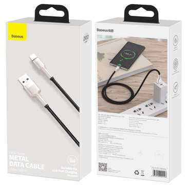 2M kabel Baseus silný nylonový kabel Cafule Metal USB to USB-C typu C 66W