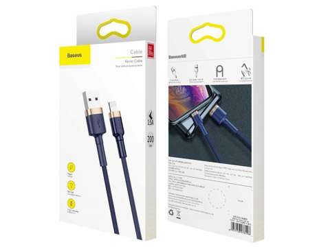 2m Baseus Keviar USB Lightning kabel pro iPhone iPad iPod 1,5A Navy Blue