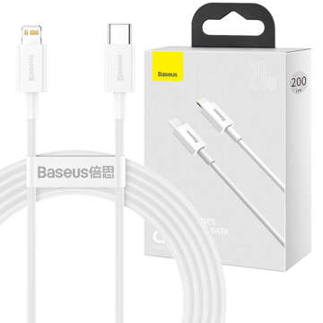 2m Baseus Superior kabel silný USB-C Type C to Lightning PD 20W kabel Bílý