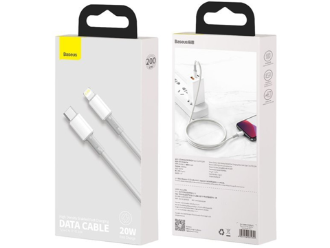 2m Baseus kabel USB-C Type C to Lightning PD 20W White