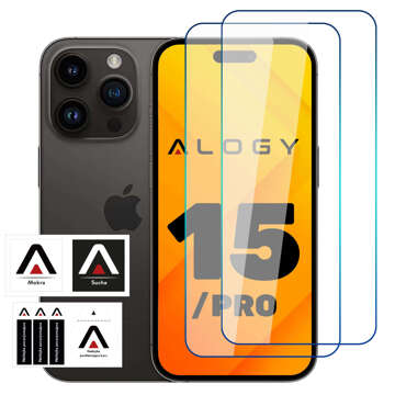 2x 9H tvrzené sklo pro iPhone 15 / 15 Pro Alogy Screen Protector PRO