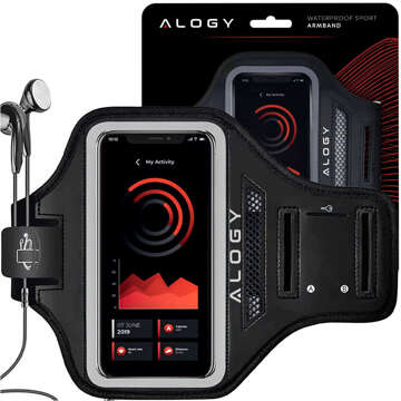 2x Alogy Waterproof Sport ArmBand Běžecké pouzdro Vodotěsný náramek pro telefon 6,7" černý