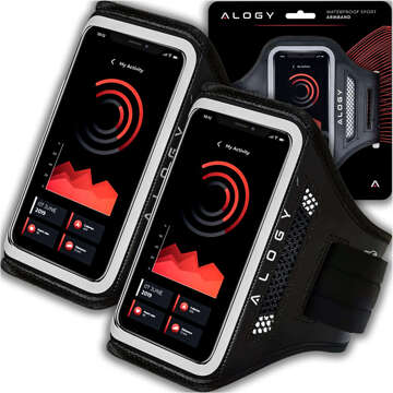 2x Alogy Waterproof Sport ArmBand Běžecké pouzdro Vodotěsný náramek pro telefon 6,7" černý