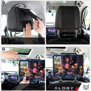 2x Držák na opěrku hlavy do auta pevný suchý zip pro čtečku tabletu Alogy Car flexibilní černý