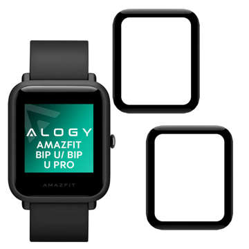 2x Flexibilní 3D Alogy Glass pro Xiaomi Amazfit Bip U / Bip U Pro Black