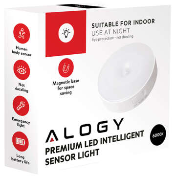 2x Lampa LED pohybový senzor soumrak noční lampa Alogy Sensor Light Bezdrátové osvětlení nábytku Bílé světlo 6000k