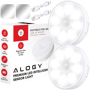 2x Lampa LED pohybový senzor soumrak noční lampa Alogy Sensor Light Bezdrátové osvětlení nábytku Bílé světlo 6000k