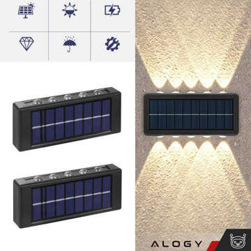 2x Solární nástěnné svítidlo Alogy Solar Lamp venkovní IP65 2V fasádní s čidlem soumraku 10 LED