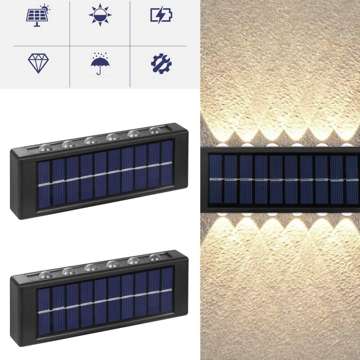 2x Solární nástěnné svítidlo Alogy Solar Lamp venkovní fasádní s čidlem soumraku 12 LED