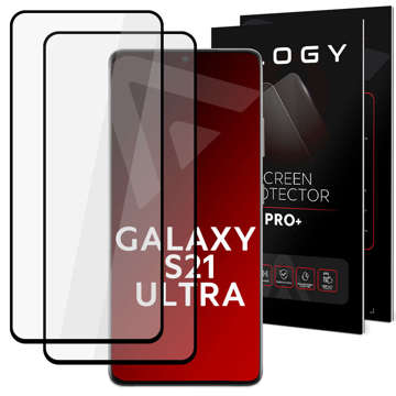 2x Tvrzené sklo pro Alogy Full Glue pouzdro přátelské pro Samsung Galaxy S21 Ultra Black