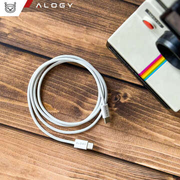 2x kabel USB-C typu C Silný rychlý 60W PD 1M pro iPhone 15/Pro/Max Alogy nylonový kabel bílý [2ks]