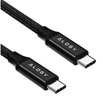 2x kabel USB-C typu C silný rychlý 60W PD 2M pro iPhone 15/Pro/Max nylonový kabel Alogy Black [2ks]