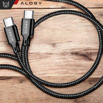 2x kabel USB-C typu C silný rychlý 60W PD 2M pro iPhone 15/Pro/Max nylonový kabel Alogy Black [2ks]