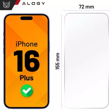 2x tvrzené sklo pro Apple iPhone 16 Plus Screen Protector 9H Alogy Heavy Pro™️ [2ks]