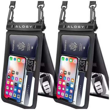 2x vodotěsné IPX8 vodotěsné pouzdro pro 6,7" telefon Double Case Alogy Waterproof Black