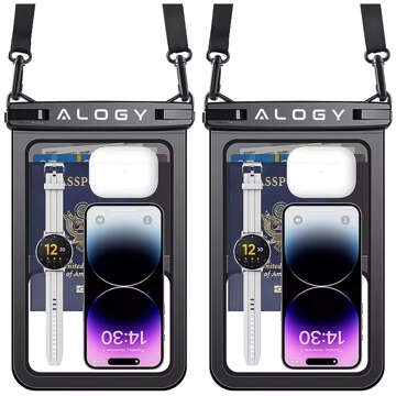 2x vodotěsné IPX8 vodotěsné pouzdro pro 6,7" telefon Double Case Alogy Waterproof Black