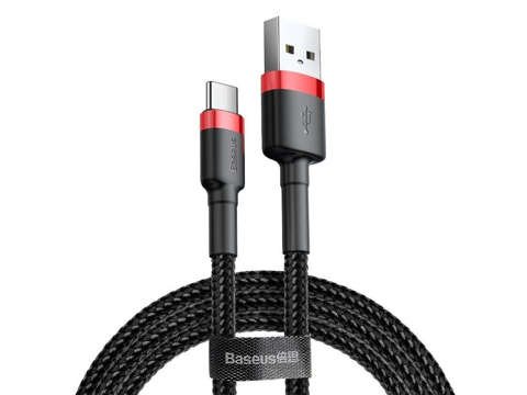 3m Baseus Cafule USB-C Typ C 2A černý a červený kabel