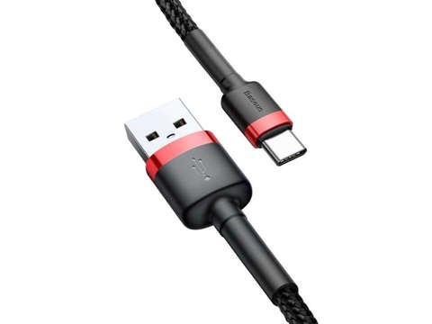 3m Baseus Cafule USB-C Typ C 2A černý a červený kabel